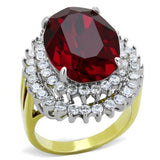 Two-Tone IP Gold (Ion Plating) Stainless Steel Ring with Top Grade Crystal  in Siam