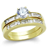 IP Gold(Ion Plating) Stainless Steel Ring with AAA Grade CZ  in Clear