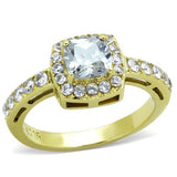 IP Gold(Ion Plating) Stainless Steel Ring with AAA Grade CZ  in Clear