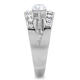 High polished (no plating) Stainless Steel Ring with AAA Grade CZ  in Clear
