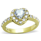 IP Gold(Ion Plating) Stainless Steel Ring with AAA Grade CZ  in Clear