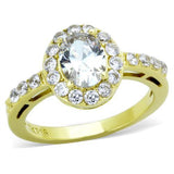 IP Gold(Ion Plating) Stainless Steel Ring with AAA Grade CZ  in Clear