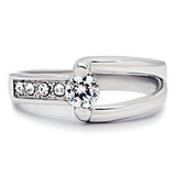 High polished (no plating) Stainless Steel Ring with AAA Grade CZ  in Clear