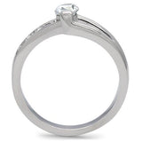High polished (no plating) Stainless Steel Ring with AAA Grade CZ  in Clear