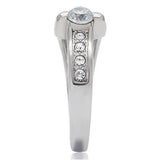 High polished (no plating) Stainless Steel Ring with AAA Grade CZ  in Clear