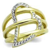 Two-Tone IP Gold (Ion Plating) Stainless Steel Ring with Top Grade Crystal  in Clear