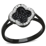 Two-Tone IP Black Stainless Steel Ring with Top Grade Crystal  in Jet