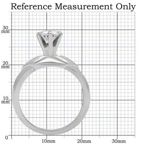 High polished (no plating) Stainless Steel Ring with AAA Grade CZ  in Clear