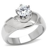 High polished (no plating) Stainless Steel Ring with AAA Grade CZ  in Clear