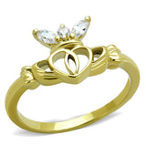 IP Gold(Ion Plating) Stainless Steel Ring with AAA Grade CZ  in Clear