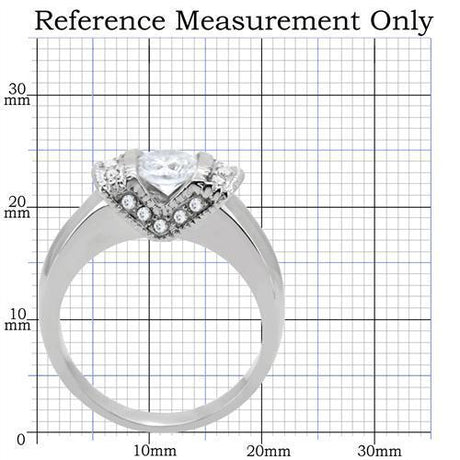 High polished (no plating) Stainless Steel Ring with AAA Grade CZ  in Clear