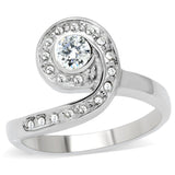 High polished (no plating) Stainless Steel Ring with AAA Grade CZ  in Clear