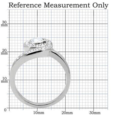 High polished (no plating) Stainless Steel Ring with AAA Grade CZ  in Clear