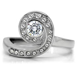High polished (no plating) Stainless Steel Ring with AAA Grade CZ  in Clear
