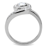 High polished (no plating) Stainless Steel Ring with AAA Grade CZ  in Clear