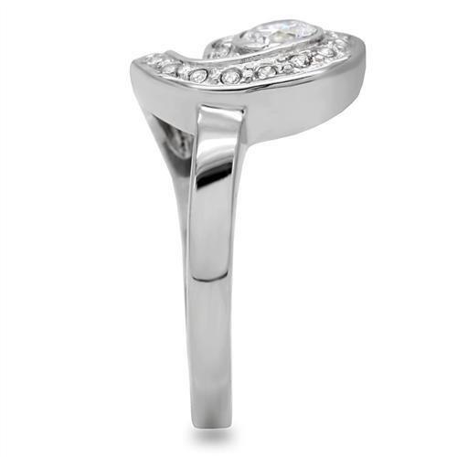 High polished (no plating) Stainless Steel Ring with AAA Grade CZ  in Clear