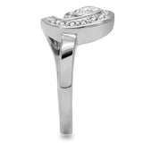 High polished (no plating) Stainless Steel Ring with AAA Grade CZ  in Clear
