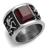 High polished (no plating) Stainless Steel Ring with Synthetic Synthetic Glass in Siam