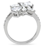 High polished (no plating) Stainless Steel Ring with AAA Grade CZ  in Clear