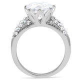 High polished (no plating) Stainless Steel Ring with AAA Grade CZ  in Clear