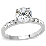 High polished (no plating) Stainless Steel Ring with AAA Grade CZ  in Clear