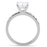 High polished (no plating) Stainless Steel Ring with AAA Grade CZ  in Clear
