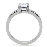 High polished (no plating) Stainless Steel Ring with AAA Grade CZ  in Clear