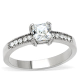 High polished (no plating) Stainless Steel Ring with AAA Grade CZ  in Clear