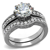 High polished (no plating) Stainless Steel Ring with AAA Grade CZ  in Clear