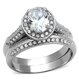 High polished (no plating) Stainless Steel Ring with AAA Grade CZ  in Clear