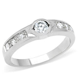 High polished (no plating) Stainless Steel Ring with AAA Grade CZ  in Clear