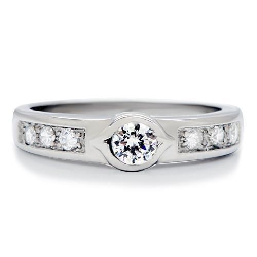 High polished (no plating) Stainless Steel Ring with AAA Grade CZ  in Clear