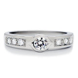 High polished (no plating) Stainless Steel Ring with AAA Grade CZ  in Clear