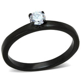 IP Black(Ion Plating) Stainless Steel Ring with AAA Grade CZ  in Clear