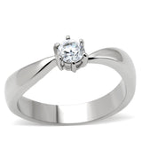 High polished (no plating) Stainless Steel Ring with AAA Grade CZ  in Clear