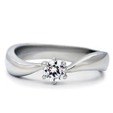 High polished (no plating) Stainless Steel Ring with AAA Grade CZ  in Clear