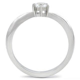High polished (no plating) Stainless Steel Ring with AAA Grade CZ  in Clear