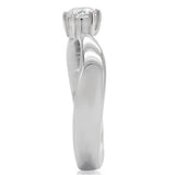 High polished (no plating) Stainless Steel Ring with AAA Grade CZ  in Clear