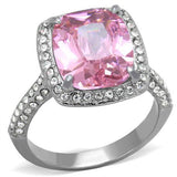 High polished (no plating) Stainless Steel Ring with AAA Grade CZ  in Rose