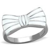 High polished (no plating) Stainless Steel Ring with Epoxy  in White