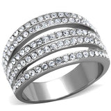 High polished (no plating) Stainless Steel Ring with Top Grade Crystal  in Clear