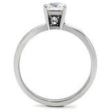 High polished (no plating) Stainless Steel Ring with AAA Grade CZ  in Clear