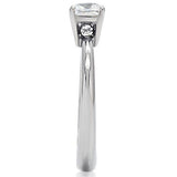 High polished (no plating) Stainless Steel Ring with AAA Grade CZ  in Clear