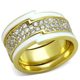 IP Gold(Ion Plating) Stainless Steel Ring with AAA Grade CZ  in Clear