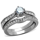 High polished (no plating) Stainless Steel Ring with AAA Grade CZ  in Clear