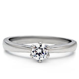 High polished (no plating) Stainless Steel Ring with AAA Grade CZ  in Clear