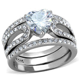 High polished (no plating) Stainless Steel Ring with AAA Grade CZ  in Clear