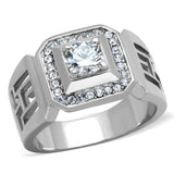 High polished (no plating) Stainless Steel Ring with AAA Grade CZ  in Clear