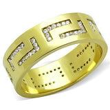 IP Gold(Ion Plating) Stainless Steel Ring with AAA Grade CZ  in Clear