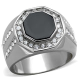 High polished (no plating) Stainless Steel Ring with Top Grade Crystal  in Clear